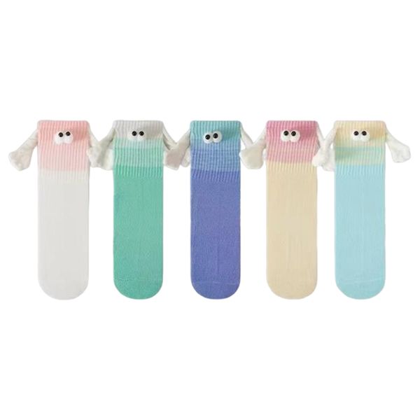5 Pairs Magnetic Holding Hands Socks, Ankle Socks With 3D Eyes