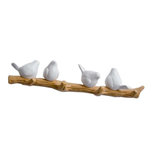 Decor Birds On Tree Branch Wall Mount with Hooks - 2 Birds - (21cm)