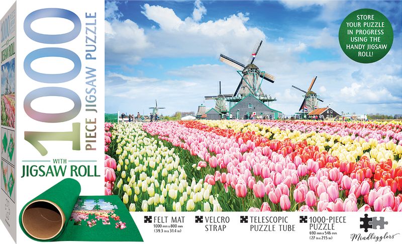 Jigsaw Roll with 1000-Piece Puzzle: Dutch Windmills
