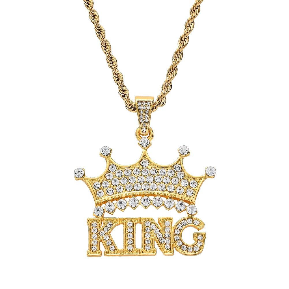 Iced Out Gold King Crown Pendant Necklace for Men Shop Today. Get it