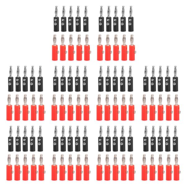 4mm Insulated Banana Plugs Connectors Jack New 100Pcs Red + Black