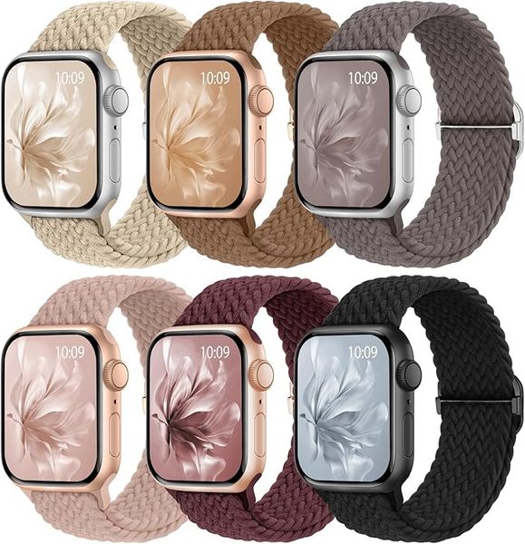 6 Pack Braided Stretchy Bands Compatible with Apple Watch Band 38/40/41mm