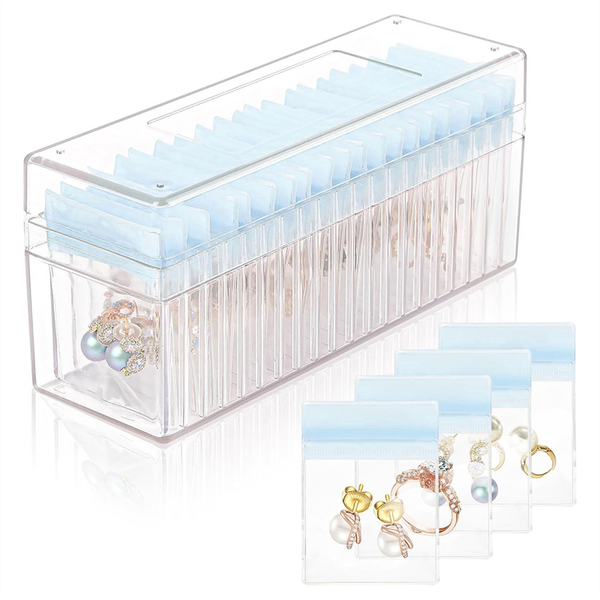 Acrylic Jewelry Box Clear Jewelry Organizer Blue