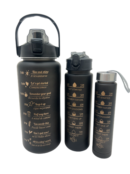 Motivational Quotes Black Color Water Bottle-2L/900ml/300ml