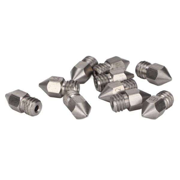 10-Pack MK8 Nozzles - 0.2mm Stainless Steel