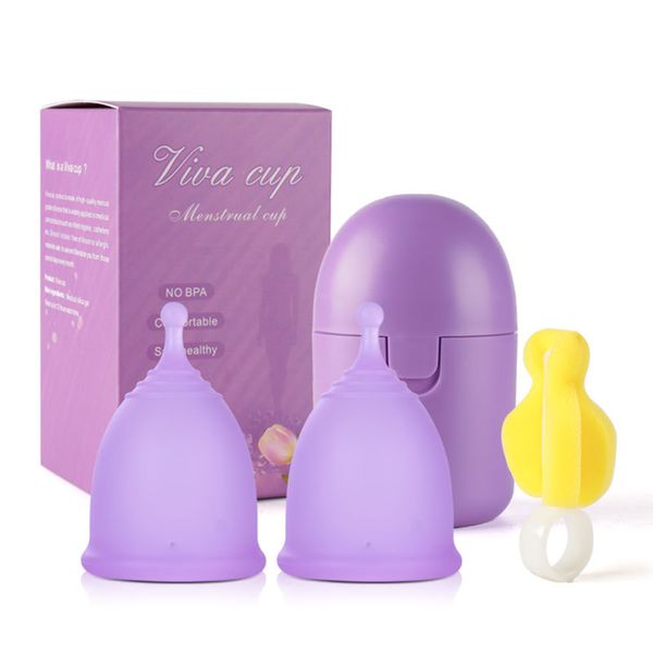 Reusable Menstrual Cup Set, Silicone Period Cup, Comfortably use for 12H