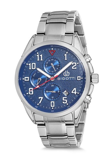 Bigotti Mens Watch Stainless Steel Blue Emboss Dial With Number - BGT0202-2