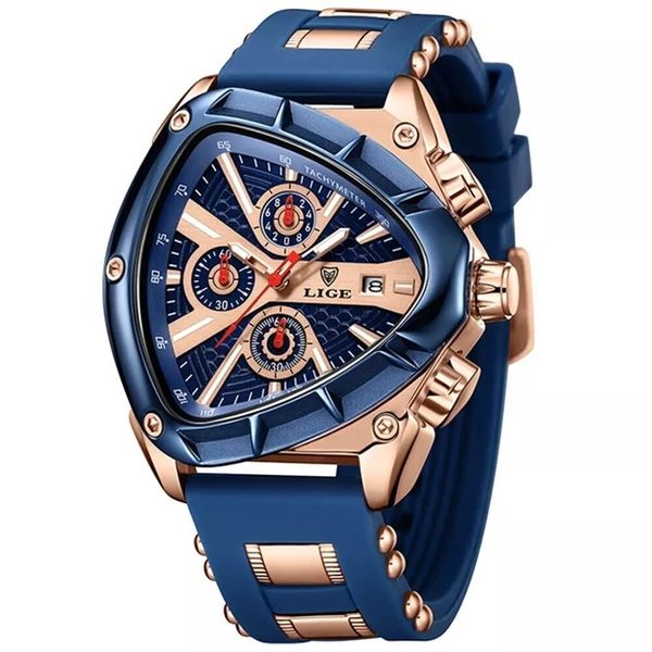 LIGE - Multifunctional Water Resistant Watch With Calendar - Rose Blue