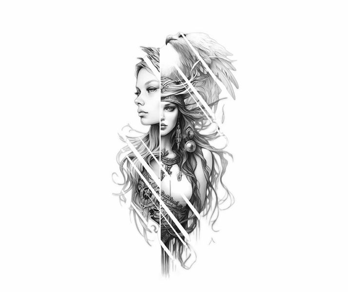 Calm Warrior Lady Temporary Tattoo - 2 sheets