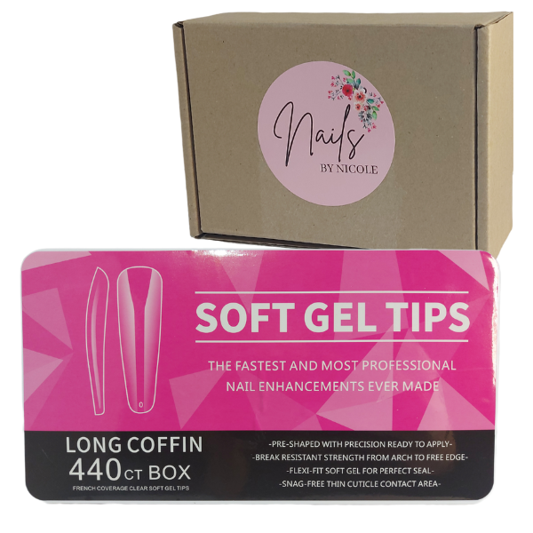 Soft Gel Tips - Full Cover Long Coffin - 440 Piece - Nails by Nicole