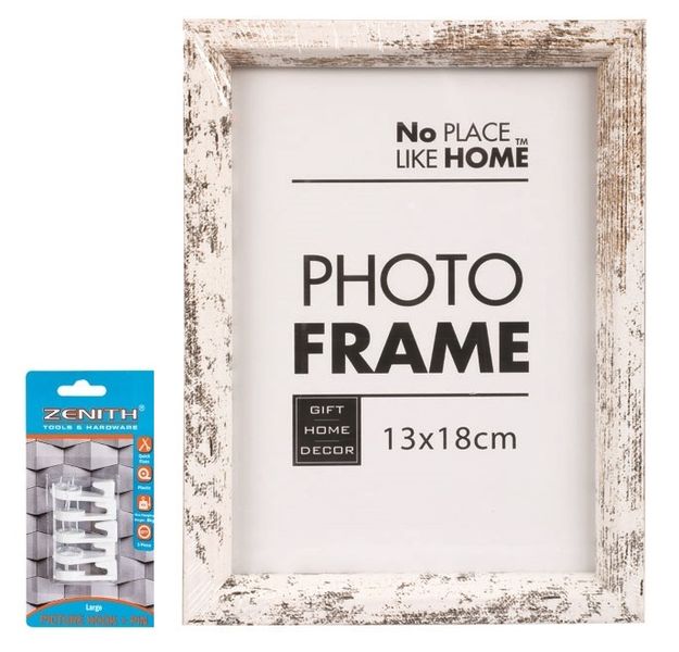 Set of 4 Picture Frame Stressed 13x18cm - Hanging Hooks Included