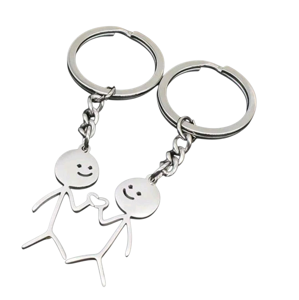 1 Pair Stickman Matching Heart Key Chain