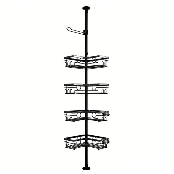 Corner Shower Caddy Tension Pole, No Drilling Floor Standing Shelves