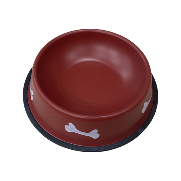 Stainless Steel Bowl Small with Bone Picture for dogs and cats - Red