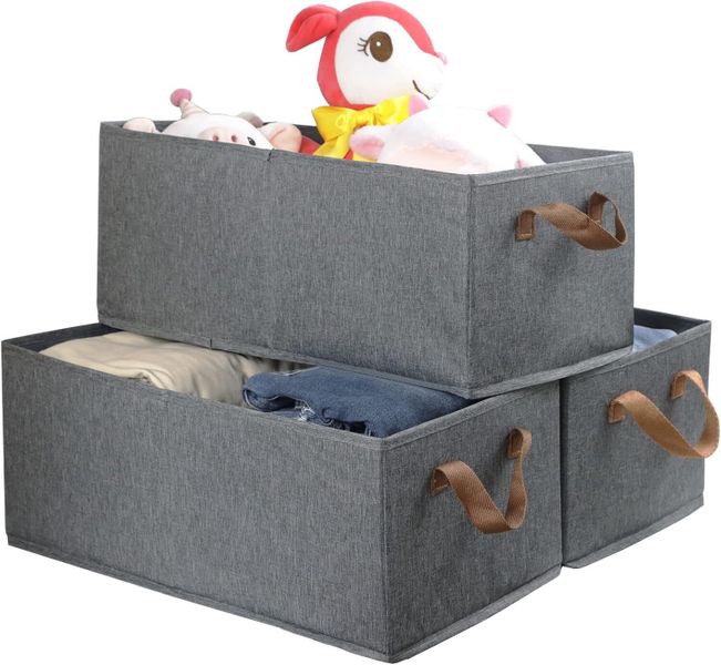 3pcs Large-Capacity Sturdy Foldable Storage Boxes for Wardrobe Organization