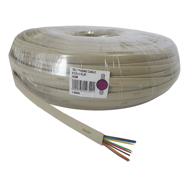 SiRCONY Telephone FLAT cable (100M) 8 core IVORY