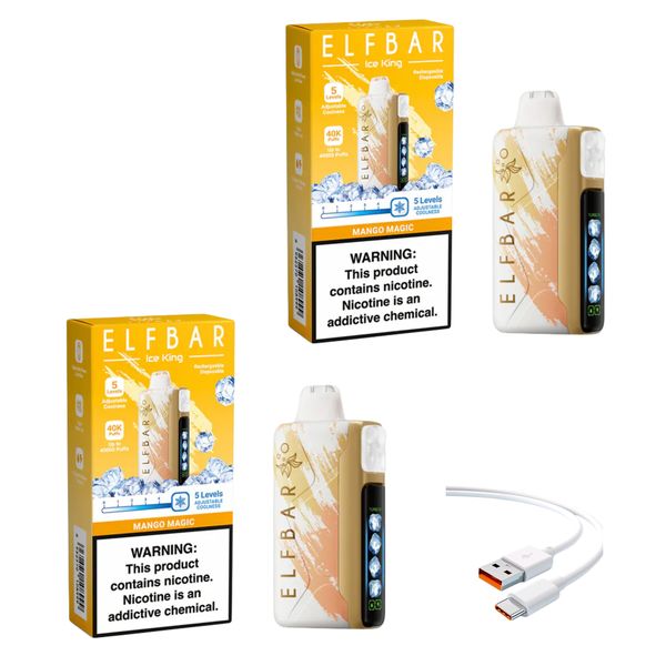 Elfbar Ice King 25k Mango Magic +DiscoVape Charging Cable (Pack of 2)
