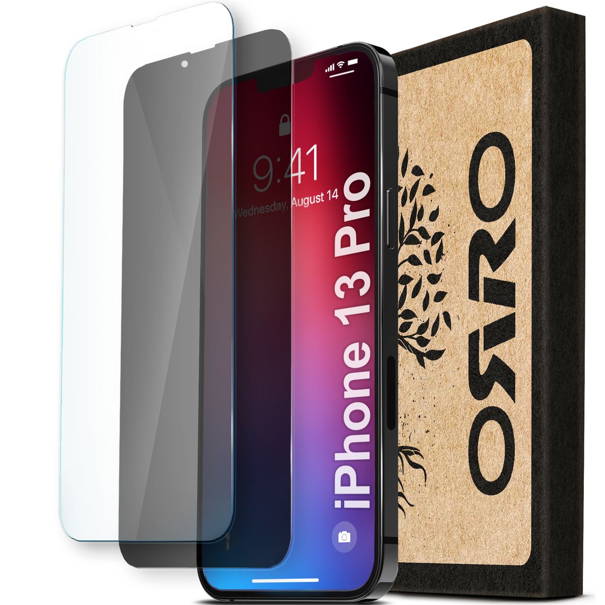 ORRO iPhone 13 Pro Tempered & Privacy Glass Screen Protector 2 Pack