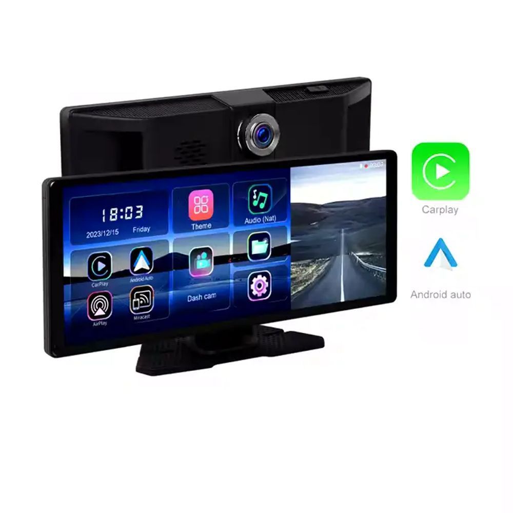 11.3" IPS Screen CarPlay/Android Auto Monitor with 4K Recording, GPS, and Split Screen | IOS & Android Compatible