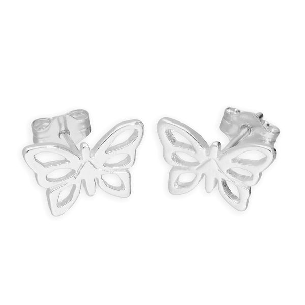 Jewellery Box - Sterling Silver Open Butterfly Stud Earrings