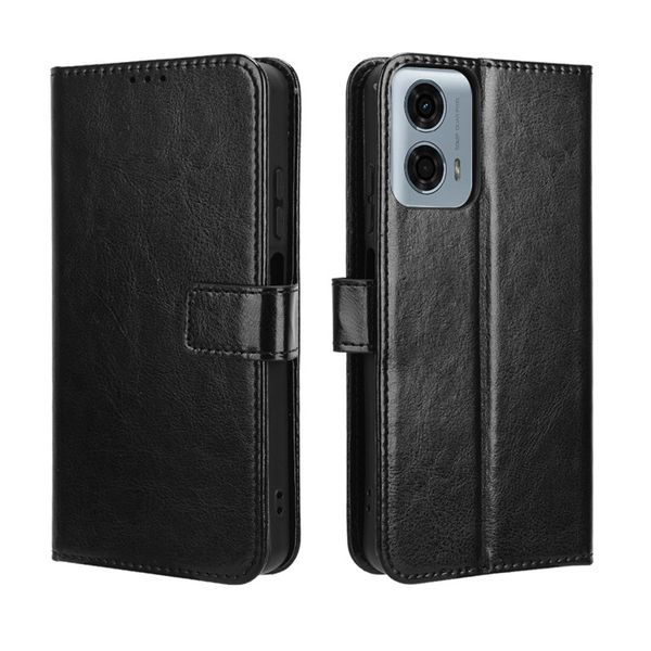 Crazy Horse Pattern Leather Protective Case Compatible With Motorola G35 5G
