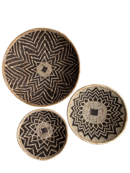 Set of 3 Thick Grass Bowl Wall Basket Decor - S/M/L