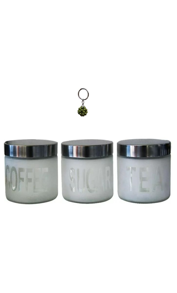 Frosted Glass Canisters Set with Stainless Steel Lid3Piece With