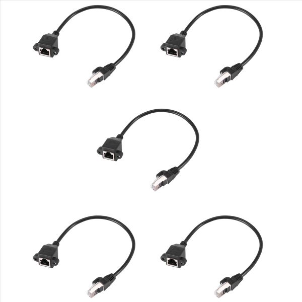 5X RJ45 Female To Male Adapter Network Extension Cable Panel Mount 27cm