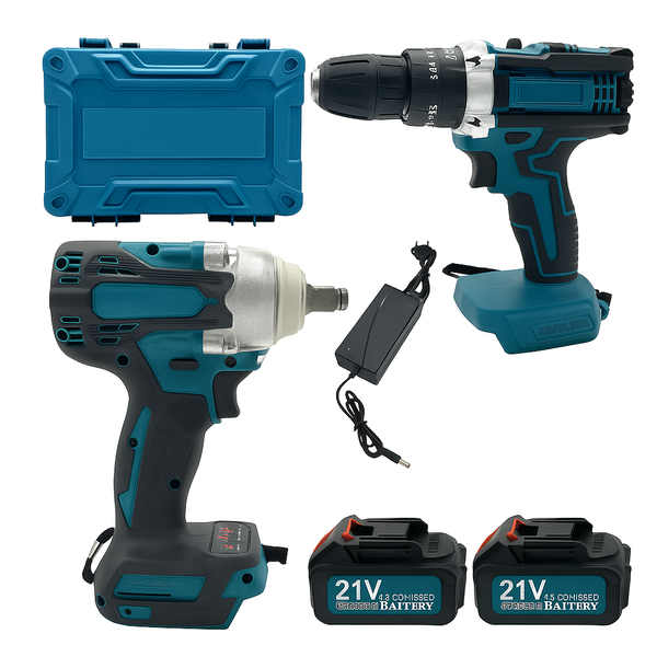 21V Cordless Impact Drill &amp; Wrench Combo - 2-Piece Set