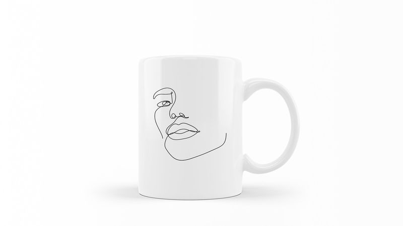 Designer Line Art Coffee Mug - Beauty 6