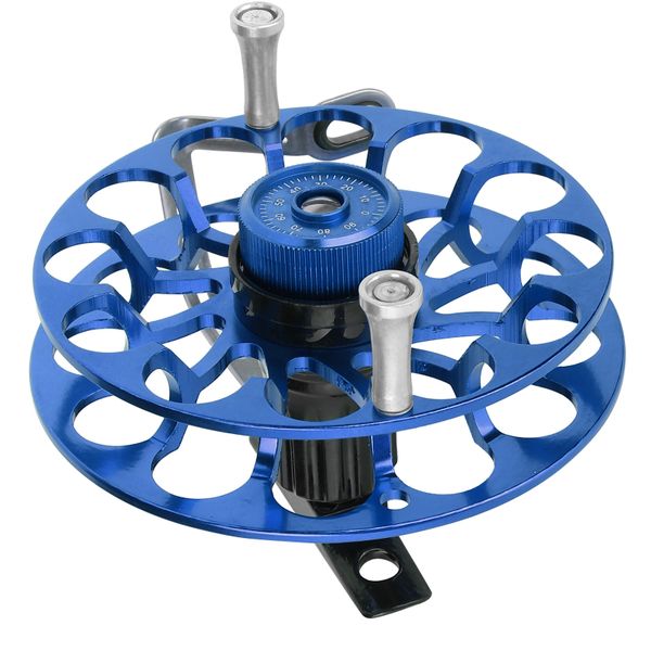 Blue All Metal Portable Spinning Wind Fire Wheel