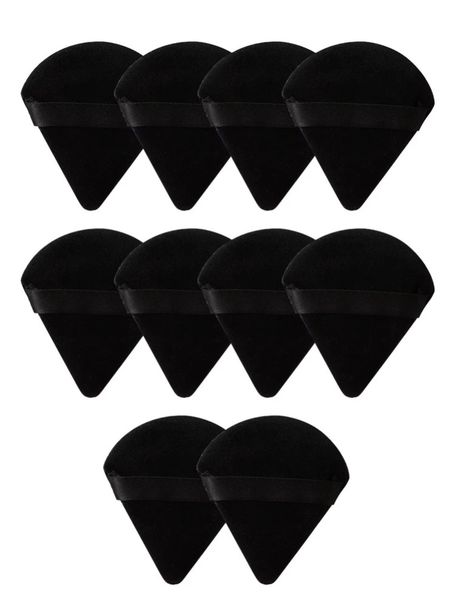 10 Triangle Powder Puff Makeup Sponges - Black