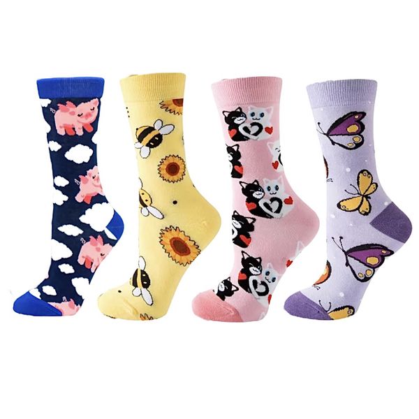 Animal Themed Funky Novelty Socks 4 Pairs