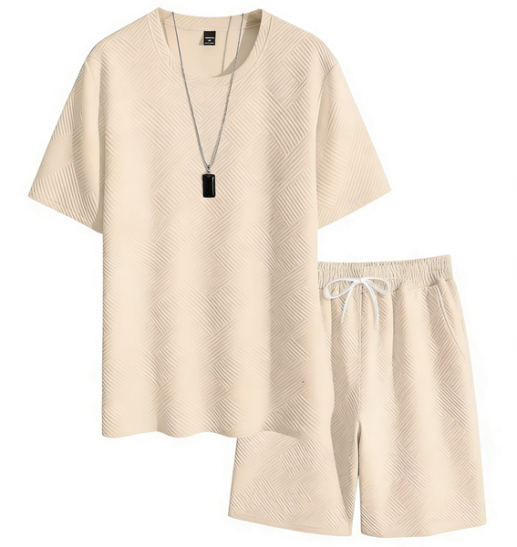 Men's Summer Outfit 3-piece- T-Shirts For Men + Casual Shorts + Necklace