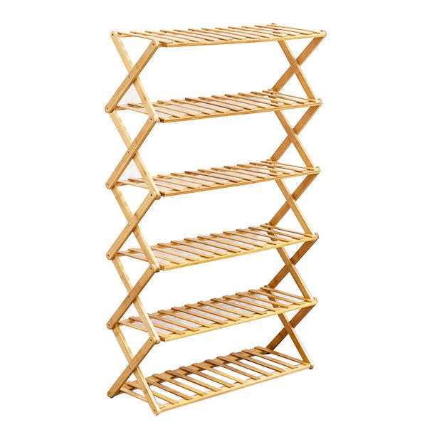 Home Multifunctional Foldable Bamboo Shoe Organiser Rack 6Layer 98x110x25cm