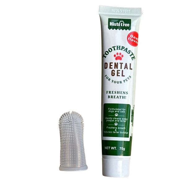 Pet Dental Care Starter Kit - Toothpaste 70g &amp; Silicone Finger Brush