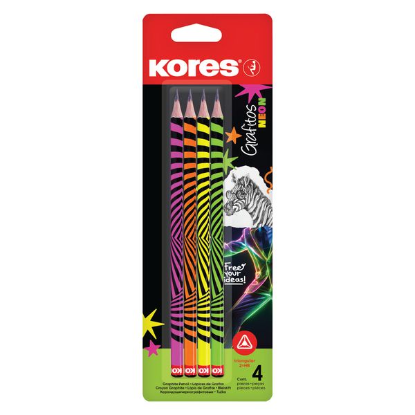 Kores Grafitos HB Pencils - Neon - Blister of 4