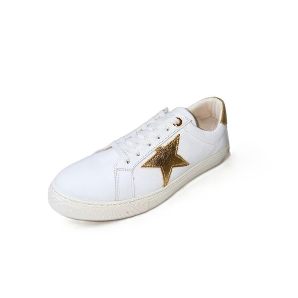 Gia Women White-Gold Star Leather Sneaker