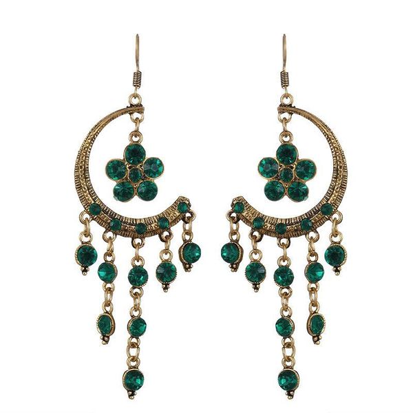 Layer Tassel Earrings-Green image