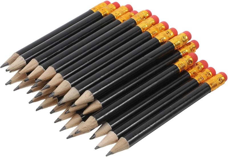 72pcs Compact Hb Short Wooden Golf Pencils with Erasers Portable Mini Half