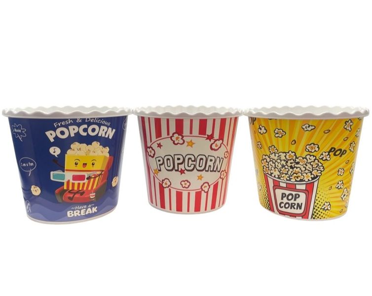 2.2L Plastic Reusable Popcorn Bucket - Set of 3 Colours