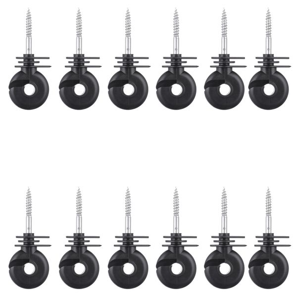 Tool Wood Post Insulators Screw Ring For Electric Fencing 12-Piece - 10cm