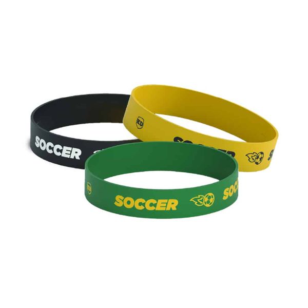 Killer Deals Debossed "Soccer" Silicone Wristband Bracelet- 3 Pack