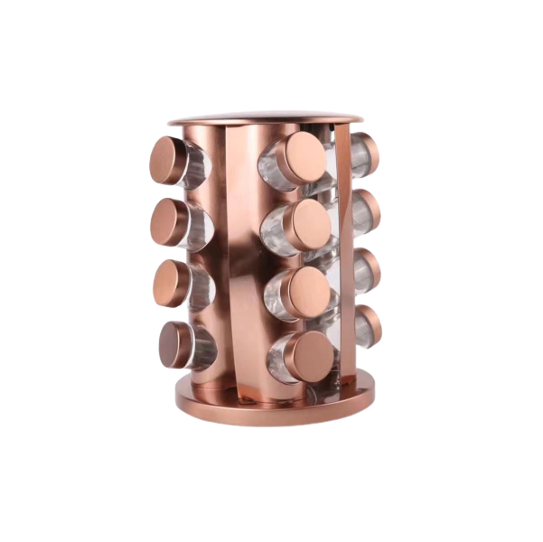 16 Jars Rotating Spice Rack - Rose Gold