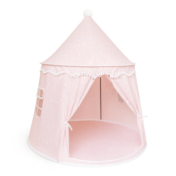 Spacious Indoor Fantasy Canvas Children's Tent - Pink Polka Dot Pattern