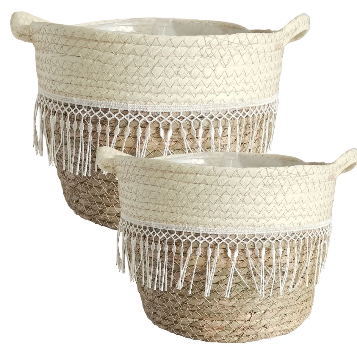 Heartdeco Woven Decorative Flower Plant Basket Set 22cm & 25cm