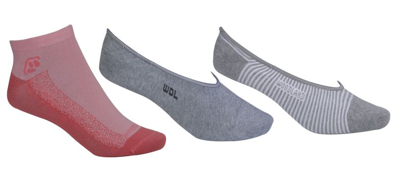 WoodlandLadies Casual Socks - Multi Colour - Grey &amp; Rust Combination