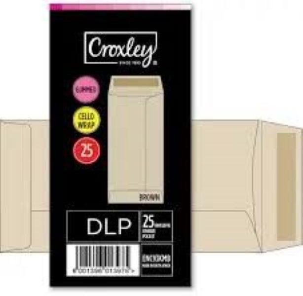 Croxley Cello 25 Window Envelope Gummed - Brown