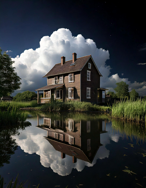 Canvas Home Decor Wall Art - House reflection 1