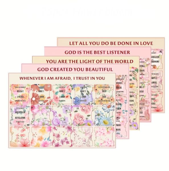 Bible Tabs - Christian Bible Index Bookmark - Flower Bloom Premium Theme